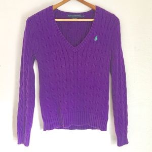 Ralph Lauren Sport, V Neck Sweater, Purple