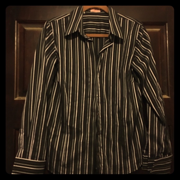 Thomas Pink Black Striped Ladies Shirt US 10
