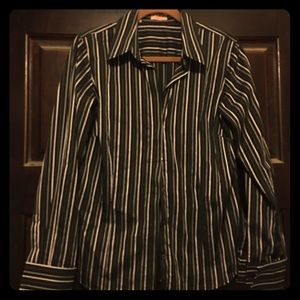 Thomas Pink Black Striped Ladies Shirt US 10
