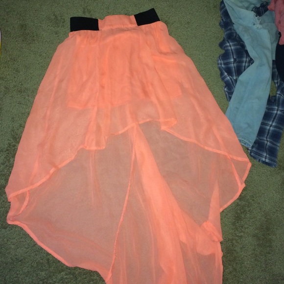 elegant high-low coral skirt