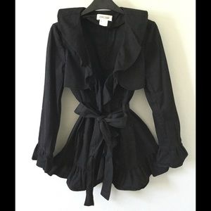 Black Ruffle Trench Coat