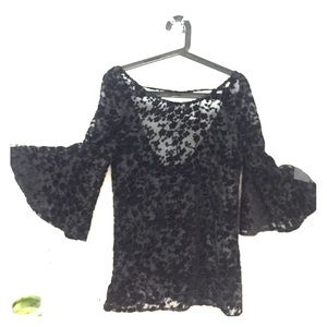 Gypsy Junkies velvet burnout bell sleeve tunic