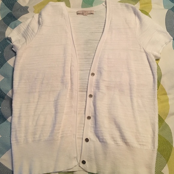 LOFT White Textured Cardigan