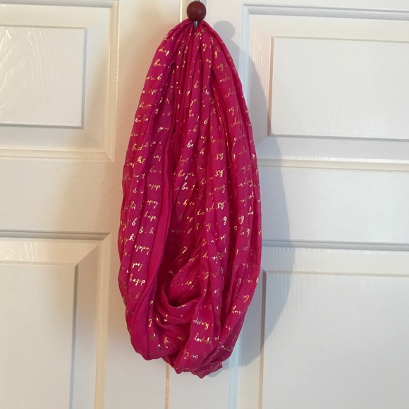 Hot pink and gold infinity scarf