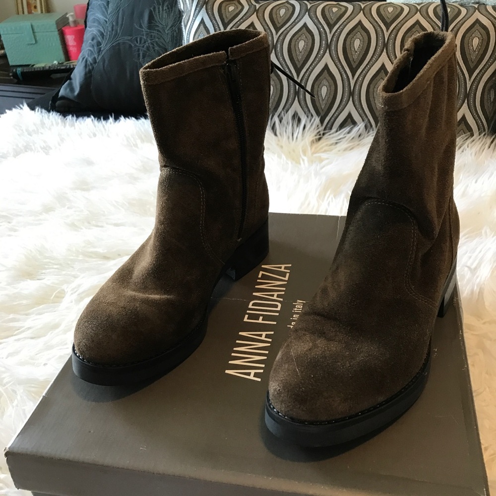 Suede booties/lace-up detail