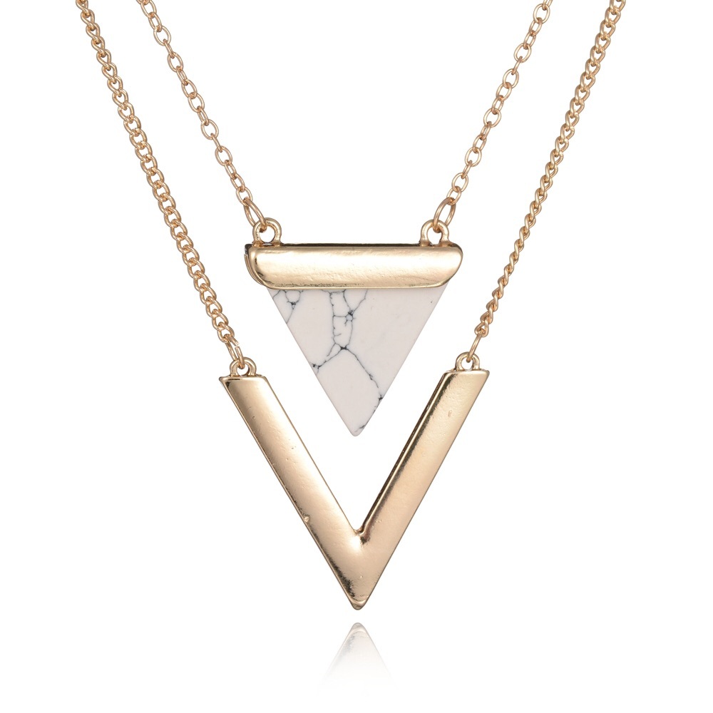 Triangle Double Layer Stone Necklace