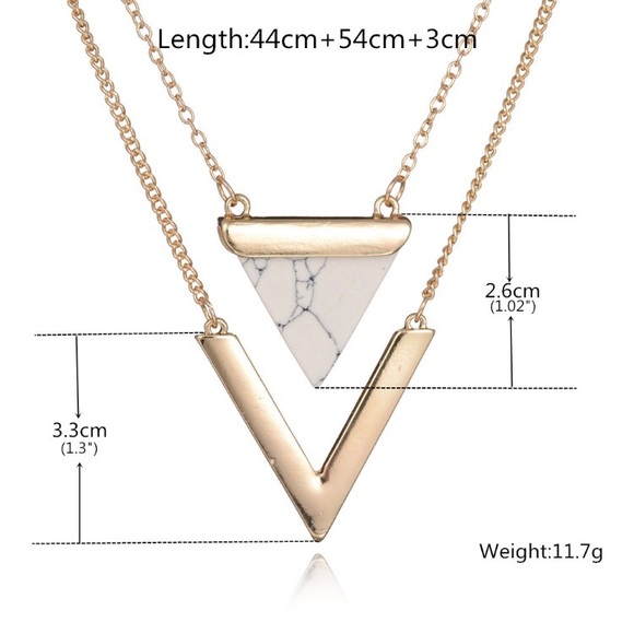 Triangle Double Layer Stone Necklace - Picture 4 of 6