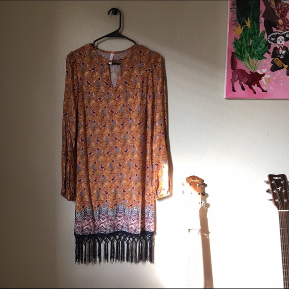 Trendy Boho Fringe Shift Dress
