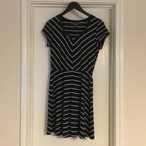 Blue and white striped dress
