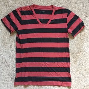 Forever 21 Men's Striped Graphic T-Shirt