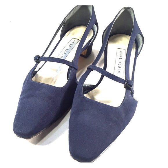 Anne Klein Shoes - ANNE KLEIN Navy Strappy Fabric Low Heels- Sz 6M