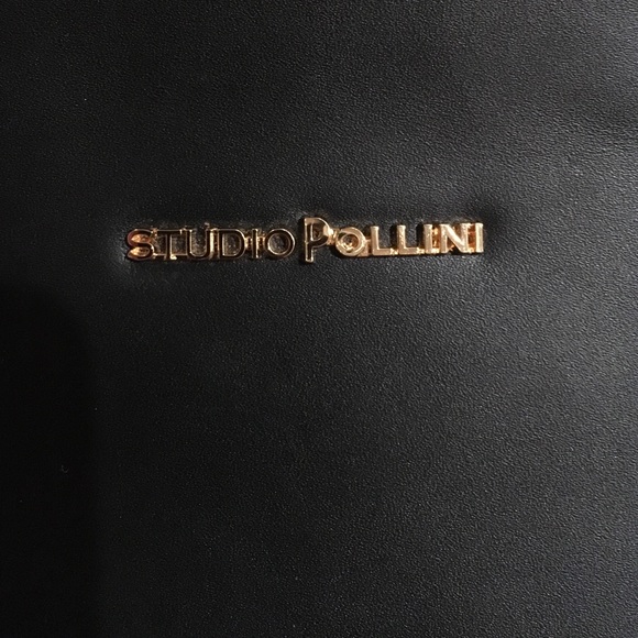 Studio Pollini black leather hanging clutch