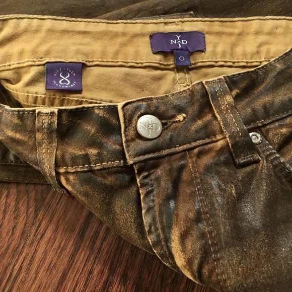 NYDJ Skinny Jeans Size 0 Trendy Brown Leather Wash