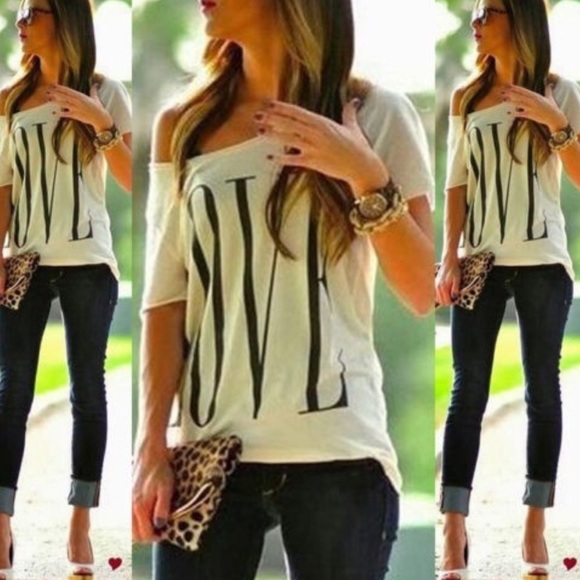 Pink Punk Boutique  Tops - White Off Shoulder T-Shirt