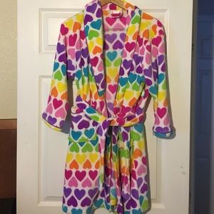 Kids Soft Rainbow Heart Robe