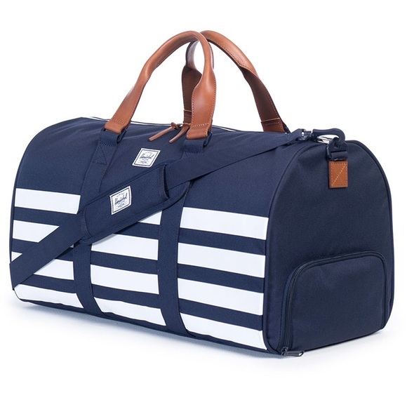 NWT Herschel Novel Navy Striped Duffle - Picture 2 of 3