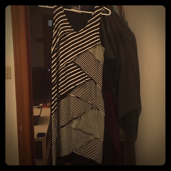 Black and white striped dress