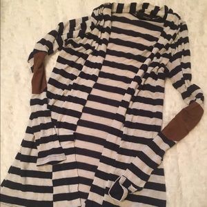 Navy and White Wrap Sweater