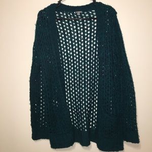 Open knit teal sweater