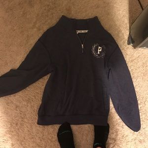 Purple/navy blue pink quarter zip loose fitted