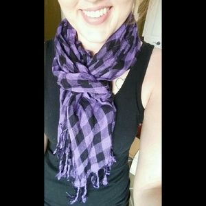 purple buffalo check scarf