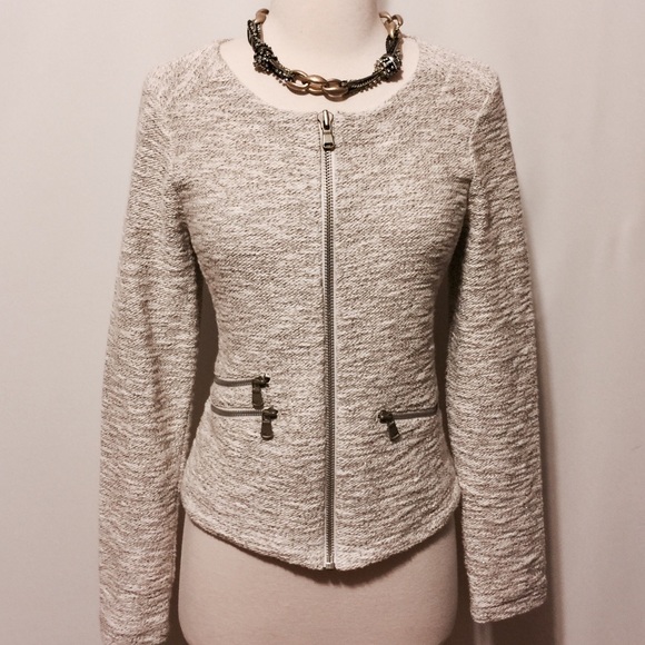 Lou & Grey Jackets & Blazers - Lou & Grey Cream and Gold Bouclé Knit Jacket