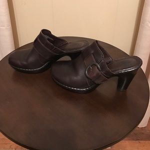 Born Leather Heeled Clogs