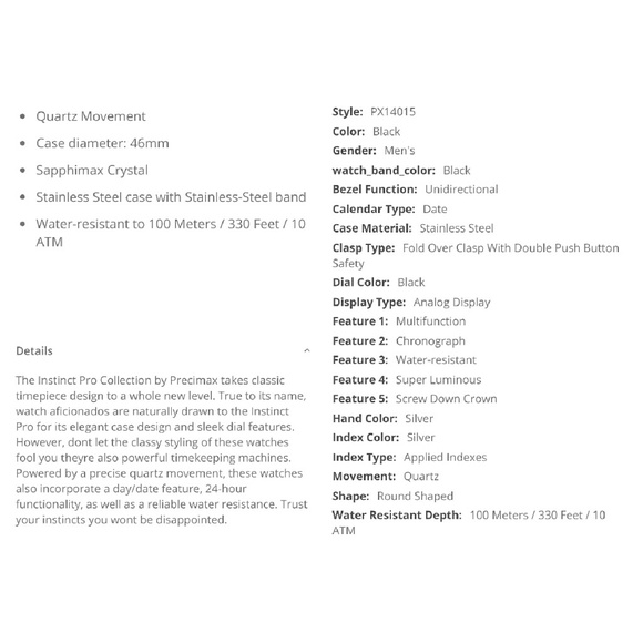 Precimax Instinct Pro Quartz Watch - Picture 2 of 4