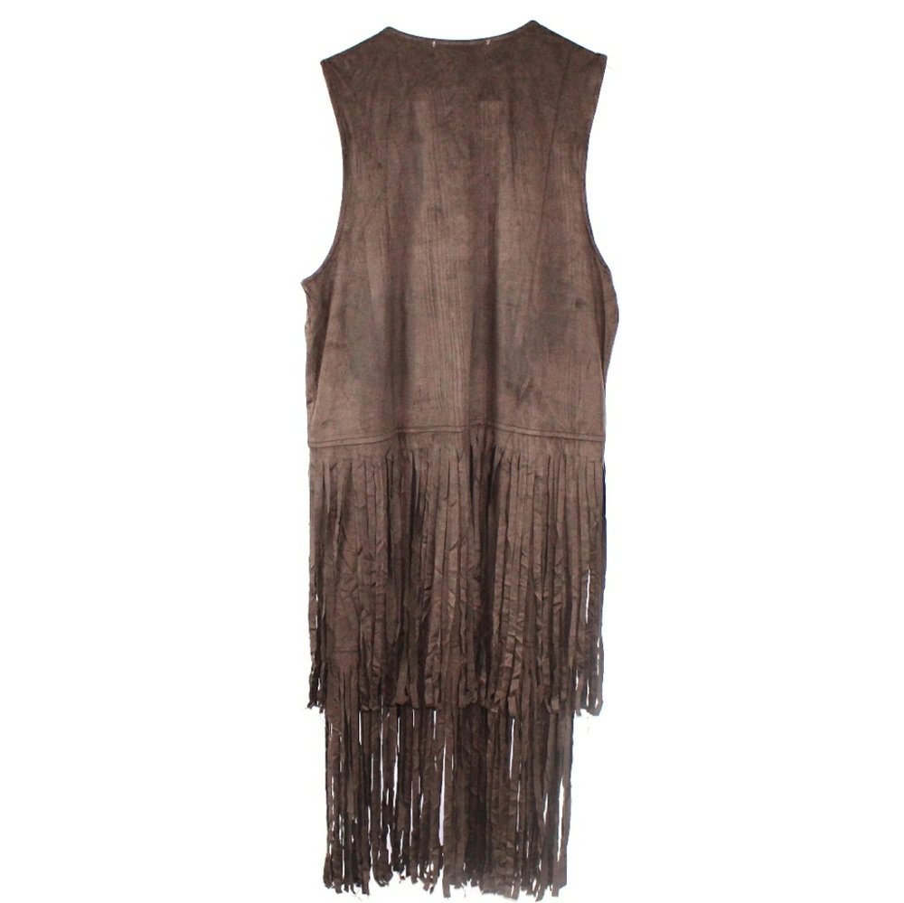 Chocolate Suede Fringe Vest - Picture 4 of 4