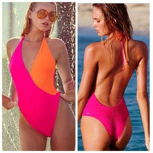 Victoria Secret plunge colorblock one-piece