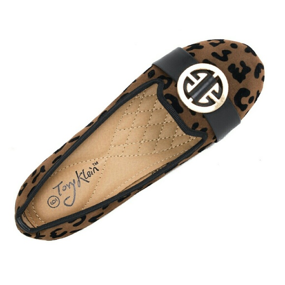 Women Animal Print Flats with Buckle B-1626, Brown - Picture 2 of 4