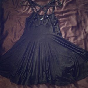 Killstar Pentagram Front Black Skater Dress
