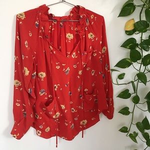Rebecca Taylor 100% Silk Floral Blouse
