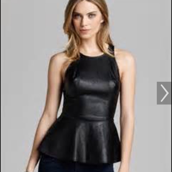 Faux leather woman PEPLUM top