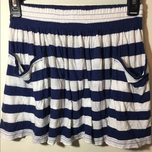 Blue and white striped skirt