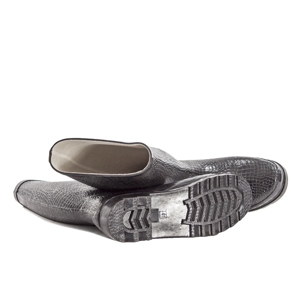 Women's Black Croco Rubber Rainboots RB1415 - Picture 4 of 4