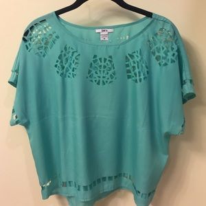 Bar III Teal Cropped Shirt