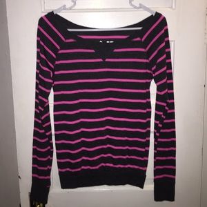 Dark heather gray and pink long sleeve shirt