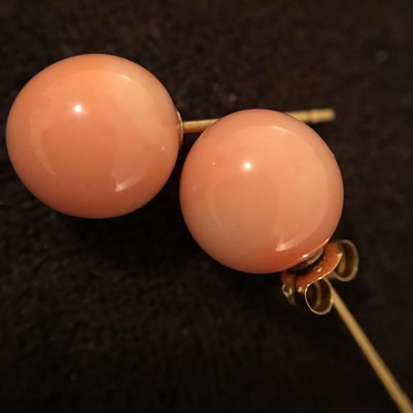 18k and genuine coral earrings