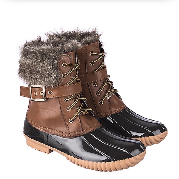❗️CLEARANCE❗️Brown Fur Duck Boots Sz 5.5 - 10 - Picture 2 of 4