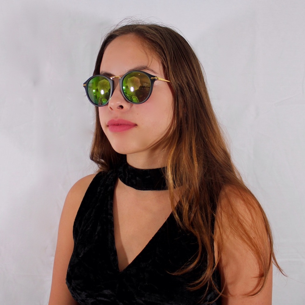 Selene Reflective Sunglasses Black/Green