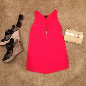 Chiffon front zip top