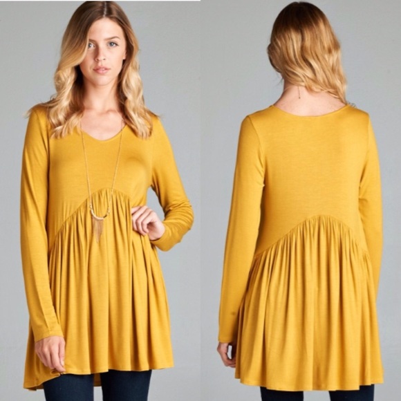 ❣️LAST ONE❣️ Mustard Loose Bohemian Chic Tunic Top - Picture 4 of 4