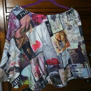 A short printed skater skirt