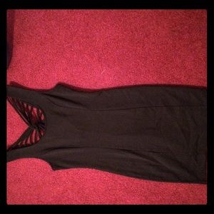 Black mini body con dress with back detail