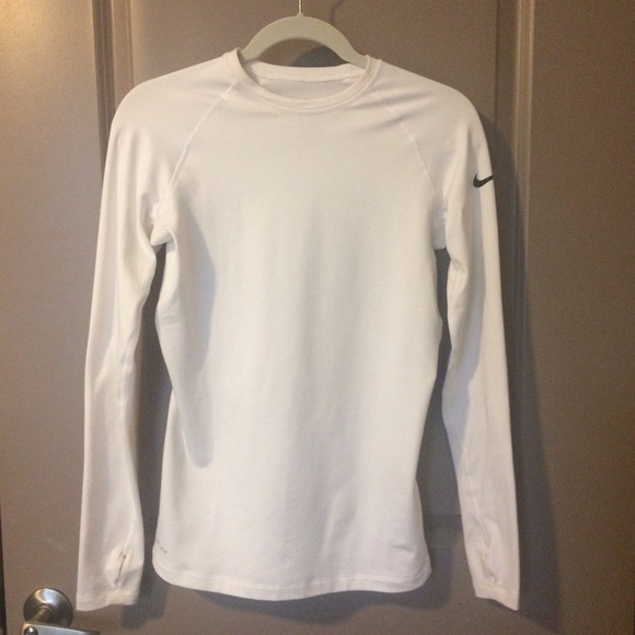 White Long Sleeve Nike Pro Combat Dri-fit