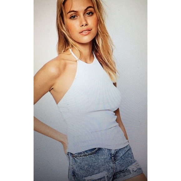 ✨NWT✨ ASOS TALL The Halter Neck White Ribbed Top