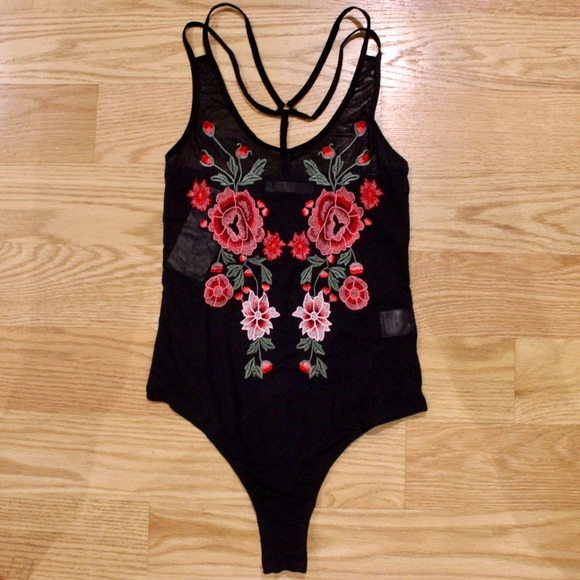 Nasty Gal Other - Dirty Diana Floral Embroidered Bodysuit