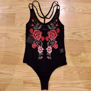 Dirty Diana Floral Embroidered Bodysuit