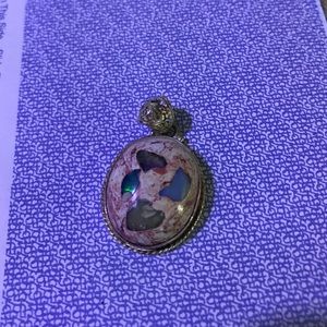 Rare Mexican Fire Opal Sterling Silver Pendant
